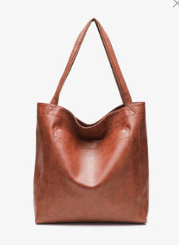 Retro Oil Wax Leather Simple All-Match Fashion Handbag