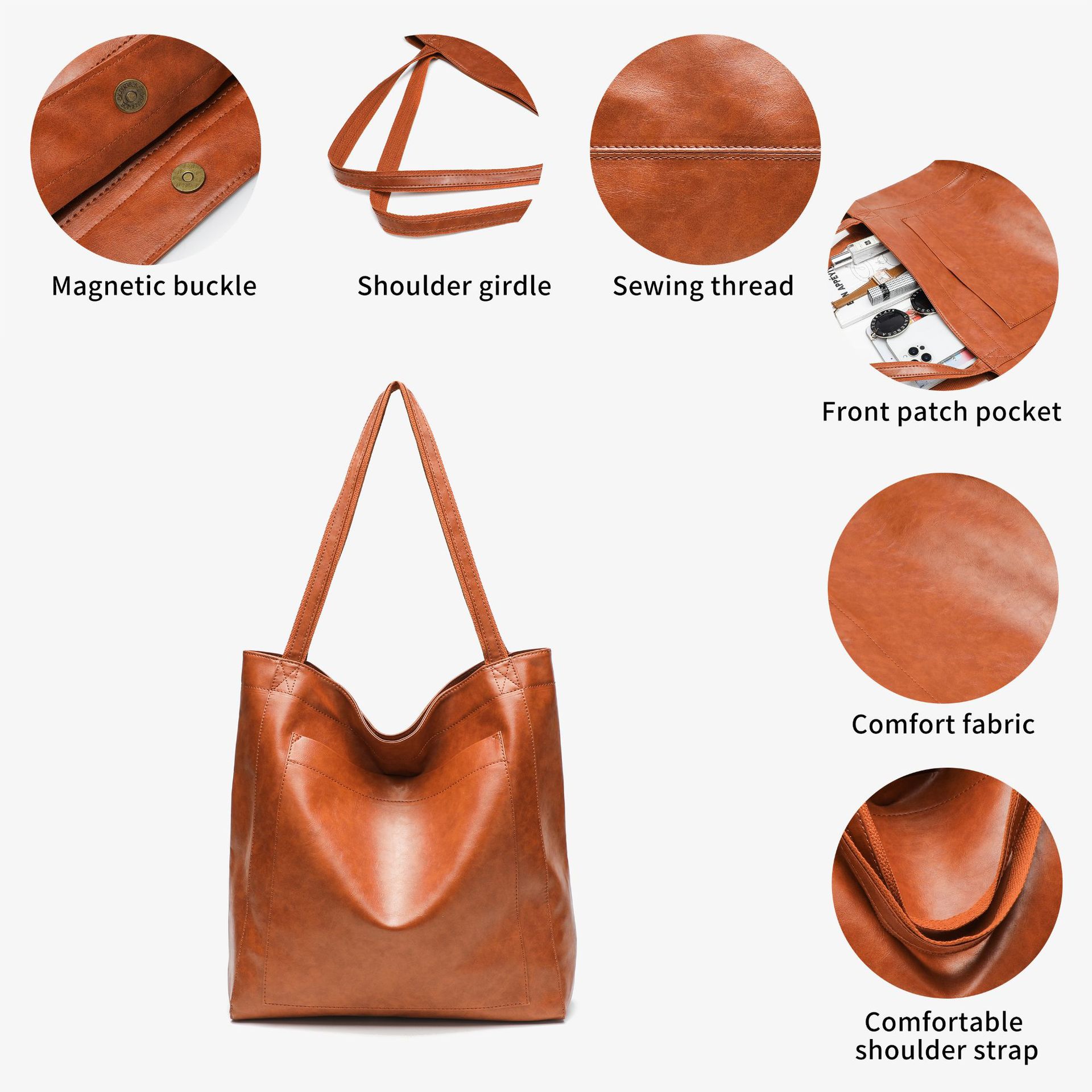 Retro Oil Wax Leather Simple All-Match Fashion Handbag