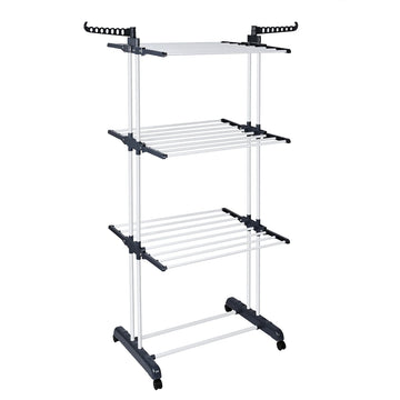 Folding Clothesline T-Lovendo Vertical Drying Rack with Wheels, 4 Levels, 170x77x64 cm, High Capacity up to 26 kg, Foldable and Compact for Indoor/Outdoor Use.